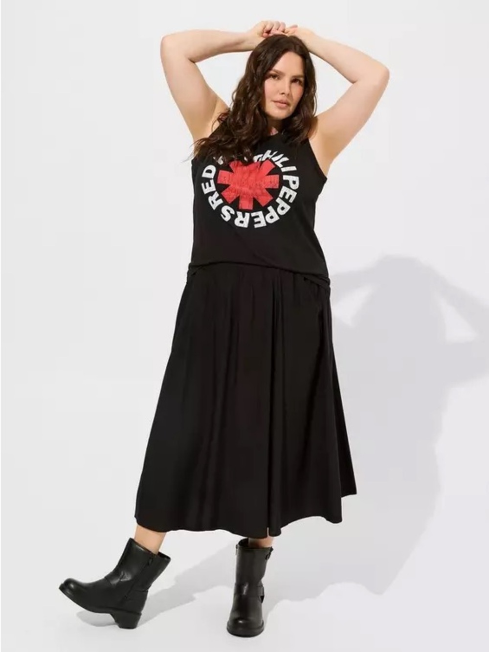Torrid Black Tea Length Challis A-line Skirt NWT